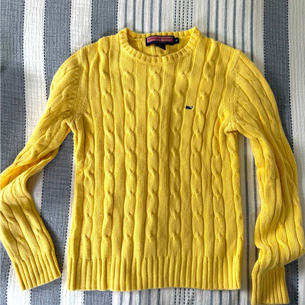 Vineyard Vines Yellow Crewneck Cable Knit Sweater